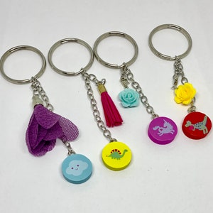 Upcycled Valentines Day Cloud Dinosaur Unicorn Conversation Heart Eraser Keychains - Love Key Ring - Toy Earrings - Hug and Kisses - Gift