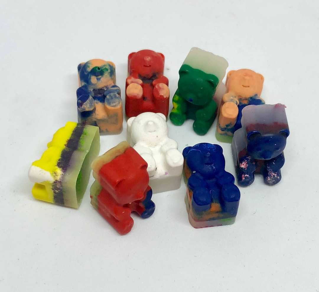 Set of 9 Mini Gummy Bear Recycled Crayons Gummi Party Favors Rainbow