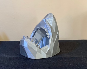 3D Printed Shark Air Plant Holder: Metal Gray Desk Organizer
