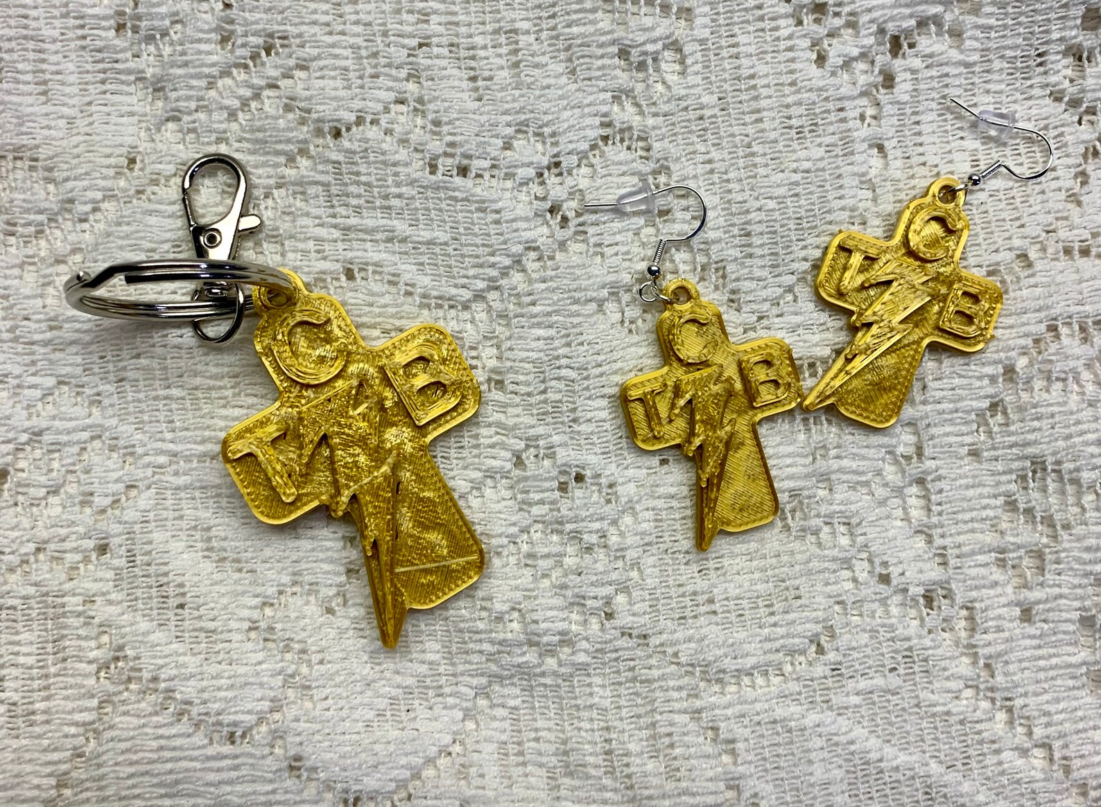 Tcb Keychain Elvis TCB Gold Cross: 3D Printed Keychain or Earrings - Etsy