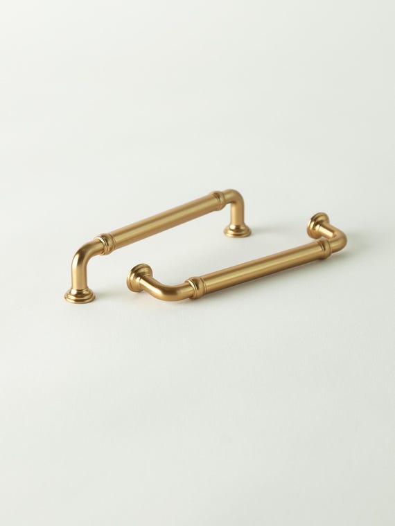 gold dresser handles Goldenwarm Cabinet Handles Brushed Brass Dresser Knobs Drawer Pull Handles main image 1