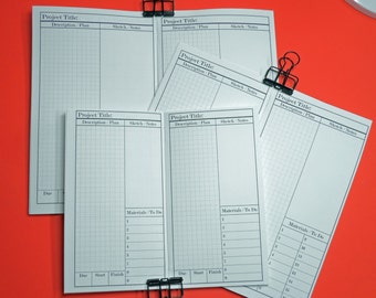 Project Planning / Tracker Insert for Midori / Fauxdori Traveler's Notebook - Wide, Standard, B6 and Personal Size Inserts