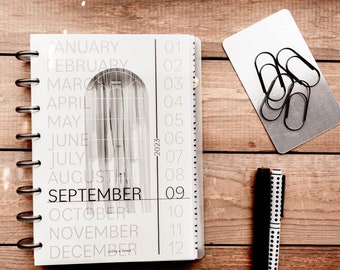 Vellum or Clear Monthly Cover Dashboards for Ring or Disc Planners - A5, Half Letter, HP Classic - Many Colors Available