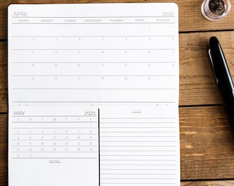 2026 / 2027 Month on 2 Page  - Wide (Cahier), Standard, Personal, B6, or A6 Size Traveler’s Notebook Insert - Horizontal - MO2P