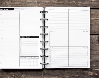 Undated Week on 3 Pages (WO3P) - Sunday Start - Notes / Week at a Glance - B5, HP Classic, A5, Half Letter - Ring or Disc