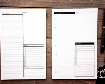Undated Weekly / Daily Planning Notepads - Notes, To Do, Tracker - Half Letter (8.5" x 5.5")