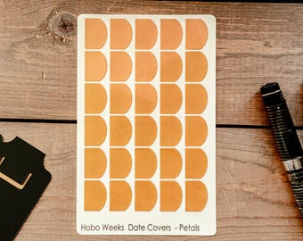 Transparent Hobo Weeks Date Cover / Highlighter (Petal Shape) - Planner Functional Stickers