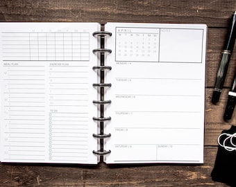 2026 / 2027 Dated Week on 1 page (WO1P) 2 Page Spread - Tracker, Notes, To Do, Meal Planner - B5, Classic HP, A5, Half Letter