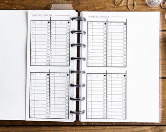 Slip Sheets - Supplemental Inserts for Ring / Disc Planners - Bill Tracker - HP Mini, A5 Size - Used in HP Classic, A5, Half Letter, HP Mini
