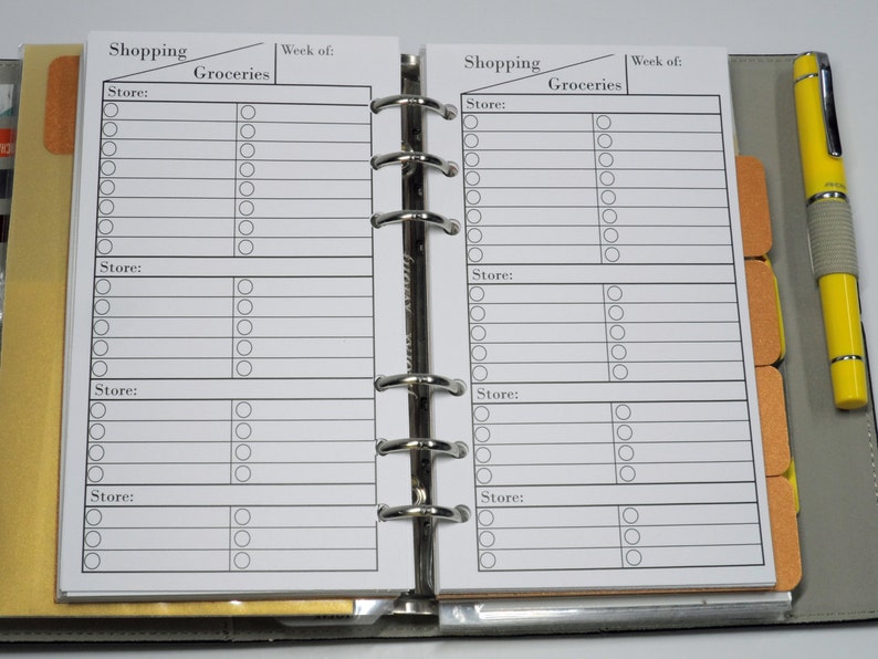 Shopping / Grocery List Insert for Filofax Kikki K A5 A6 Etsy