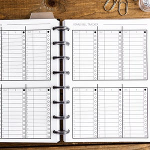Printed Bills Tracker Insert - Simple, Classic Style - HP Classic, A5 and Half Letter Sizes Available