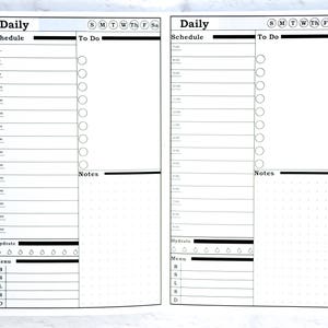 UNDATED Daily Planner with Hours + Note + Meal + To Do Section - Printed - DO1P - Traveler’s Notebook Insert Wide, Standard + B6