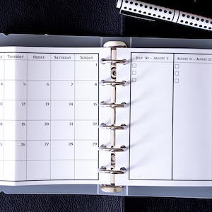 2025 / 2026 Tri-fold Month on 1 Pages w/ 5 week layout spread + to do section for Pocket Size Ring Inserts Filofax, Gillio, VDS etc