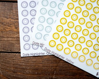 Transparent Circle in Circle Stickers - Dot Planner Functional Stickers - 1" , 0.75", 0.5", 0.25"