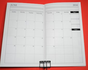 2024 Monthly/Weekly Dated Quarterly Calendar - Fauxdori / Midori - Traveler’s Notebook Insert Wide (Cahier) and Standard Size