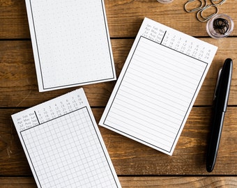 Undated Daily Planning Notepads - Dot, Lines, Grid - 6" X 4"