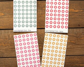 Transparent 2 Tone Circle Stickers - Date Highlighter - Dot Planner Functional Stickers - 0.345" Circle