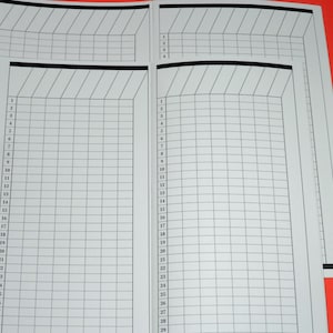 May include: A white sheet of paper with a grid pattern and numbers printed on the left side. The numbers range from 1 to 30. The grid is divided into 30 rows and 30 columns.