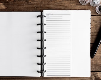 Slip Sheets - Supplemental Inserts for Ring / Disc Planners - Lined Notes, Assignment - Used in HP Classic, A5, Half Letter, HP Mini