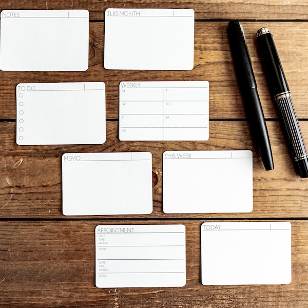 Minimal Functional Planner Cards (2.25" x 3.25") - Fits Business Card Holders - Horizontal Layout  - Pocket Cards