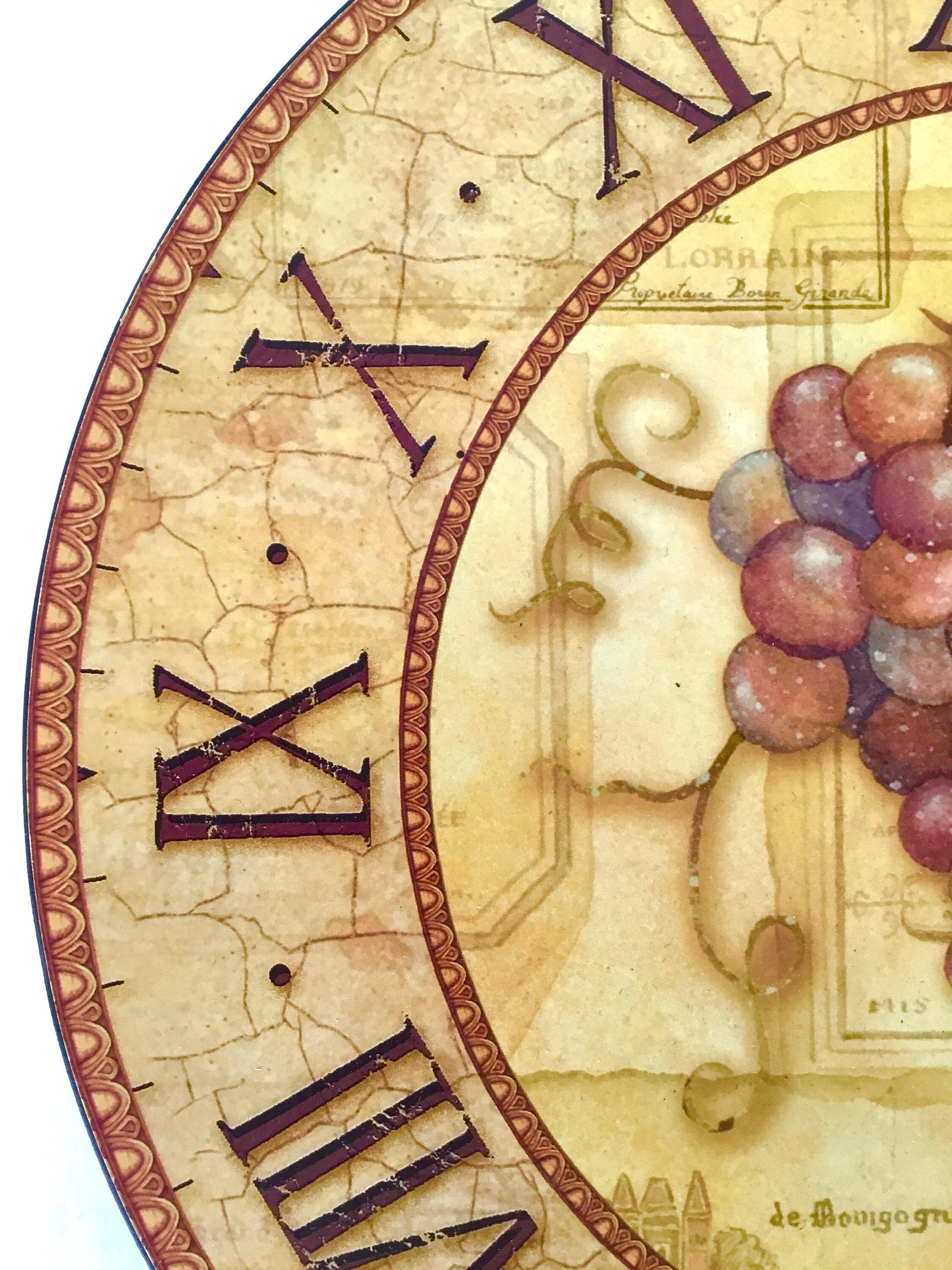 Vintage Wooden Wall Clock With Grapes Shabby Chic Home Decor Etsy UK