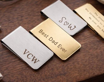 Custom Engraved Money Clip for Men, Personalized Wallet Clip Gift for Dad or Husband, Romantic Message Money Clip