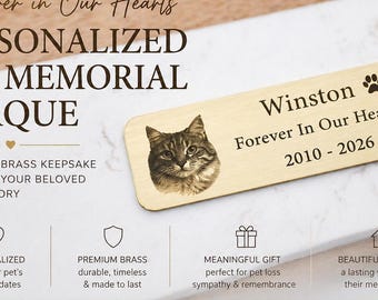 Personalized Pet Sympathy Gift, Engraved Brass Memorial Plaque, Forever in Our Hearts, Personalized Pet Memorial Brass Plaque