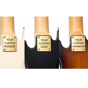 Placa de mástil de guitarra grabada personalizada Placa de mástil de guitarra de latón personalizada