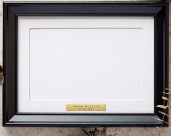Solid brass personalized nameplate, name tag, photo frame label, Art work Lable.  Custome Christmas stocking Name Lable. Trophy Tag.