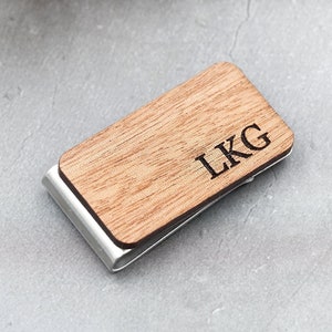 Clip d’argent gravé, Clip d’argent en bois pour homme, Saint-Valentin, Noël, Cadeau pour fils, Cadeau de fin d’études, Cadeau gravé sur mesure