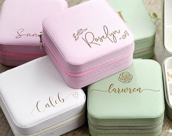 Joyero personalizado Cajas de joyería personalizadas Joyero de dama de honor Estuche de joyería de viaje, Joyero con inicial personalizado Para su regalo de dama de honor