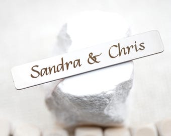 Solid brass personalized nameplate, name tag, photo frame label, Art work Lable.  Custome Christmas stocking Name Lable. Trophy Tag.