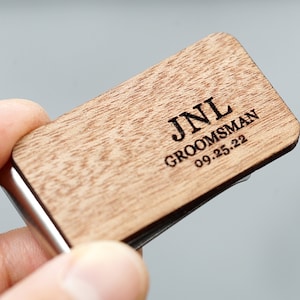 Engraved Money Clip, Wooden Money Clip for men, Valentines, Christmas, Gift for Son, Graduation gift, custom engraved gift
