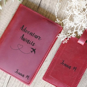 Passport Cover & Luggage Tag, Real Leather Passport Holder, Personalized Leather Luggage Tags, custom Travelling gift, Bridesmaid