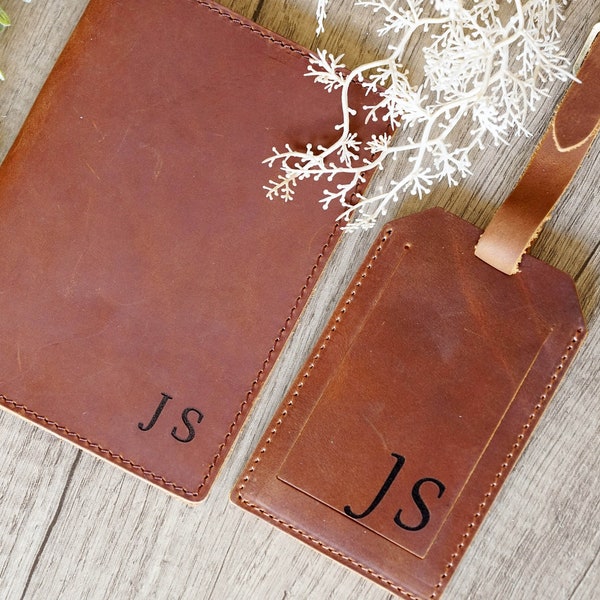 Leather Passport Cover & Luggage Tag, Customized Passport Holder, Personalized Leather Luggage Tags, custom Travelling gift, Bridesmaid