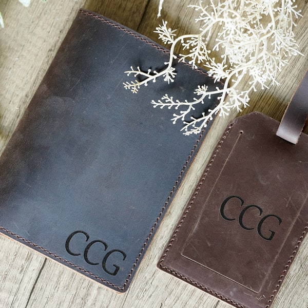 Custom Passport Cover & Luggage Tag, Real Leather Passport Holder, Personalized Leather Luggage Tags, custom Travelling gift, Bridesmaid