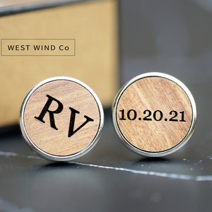 Personalized Cufflinks Gift for him, Custom Engraved Cufflinks, Wedding Gift, Groomsmen Cufflinks, gift for Dad, Wooden cufflinks,