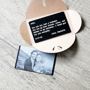 Carte d'insertion de portefeuille photo, carte d'anniversaire, bas de Noël, pour lui, cadeau de fête des pères, cadeau de Saint-Valentin, carte message personnalisée,