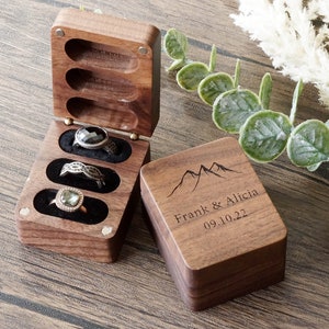 Triple Wood Ring Box, Custom Ring Box, Proposal Ring Box, Personalized Ring Box, Anniversary Gift,  Engagement Ring Box, Proposal Ring Box
