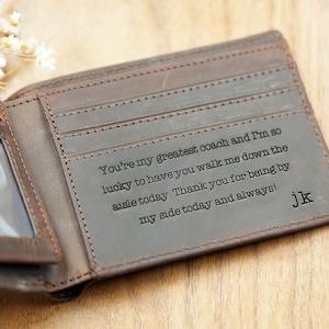 Cartera triple para hombre, Cartera personalizada, Cartera grabada personalizada, Regalo para papá, Regalo de aniversario para él, Regalo de Navidad, Día del Padre