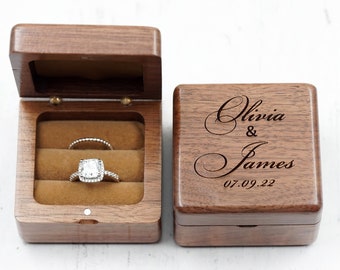 Engraved Custom Wedding Ring Box, Wood Ring Box, Engagement Ring Box, Ring Bearer Ring Box Wedding Ring Box, Proposal Ring box,