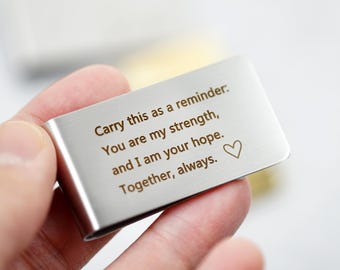 Custom Engraved Money Clip for Men, Personalized Wallet Clip Gift for Dad or Husband, Romantic Message Money Clip