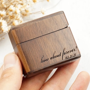 Wood Ring Box, Customize Ring Box Holder, Flip Wood Ring Box, Slim Ring Box, Sleek Engagement Proposal Ring Box, Wedding Ring Box,