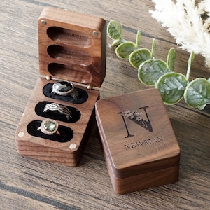Proposal Ring Box, Triple Wood Ring Box, Personalized Ring Box, Custom Anniversary Gift,  Engagement Ring Box, Proposal Ring Box