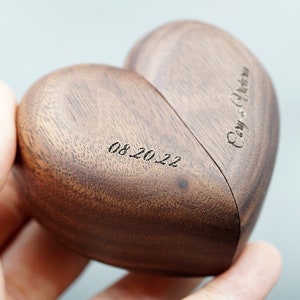 Heart Wedding Ring Box, Engraved Double Ring Box, Proposal Ring Box, Personalized Ring Box, Engagement Ring Box, Proposal