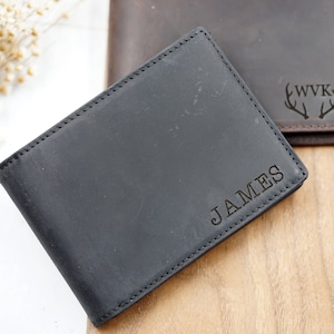 Cartera triple para hombre, Cartera personalizada, Cartera grabada personalizada, Regalo para papá, Regalo de aniversario para él, Regalo de Navidad, Día del Padre
