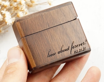 Wood Ring Box, Customize Ring Box Holder, Flip Wood Ring Box, Slim Ring Box, Sleek Engagement Proposal Ring Box, Wedding Ring Box,