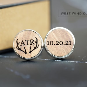Wedding Cufflinks, Personalized Cufflinks, Custom Engraved Cufflinks, Wedding Gift, Groomsmen Cufflinks, gift for Dad, Wooden cufflinks,