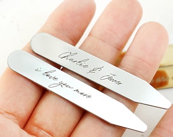 Personalized Engraved Collar Stays, for Groom, Husband Anniversary, Father's day gift, Stainless Steel Collar Stays, Groomsmen gift, a Pair