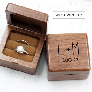 Wood Ring Box, Wood Personalized Ring Box, Anniversary Gift,  Engagement Ring Box, Proposal Ring Box, Valentines day gift, for her